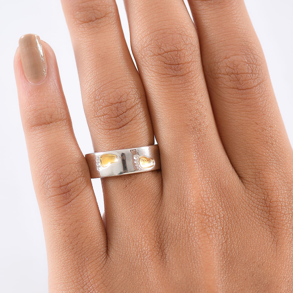 EverTrue Footsteps Band Ring in 18K YG Plated and Platinum Bond (Size 6.0) image number 2