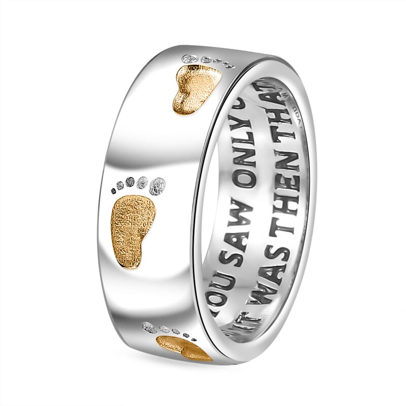 EverTrue Footsteps Band Ring in 18K YG Plated and Platinum Bond (Size 6.0)