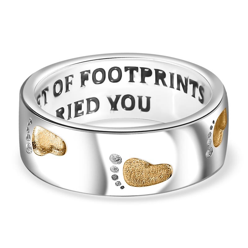 EverTrue Footsteps Band Ring in 18K YG Plated and Platinum Bond (Size 6.0)