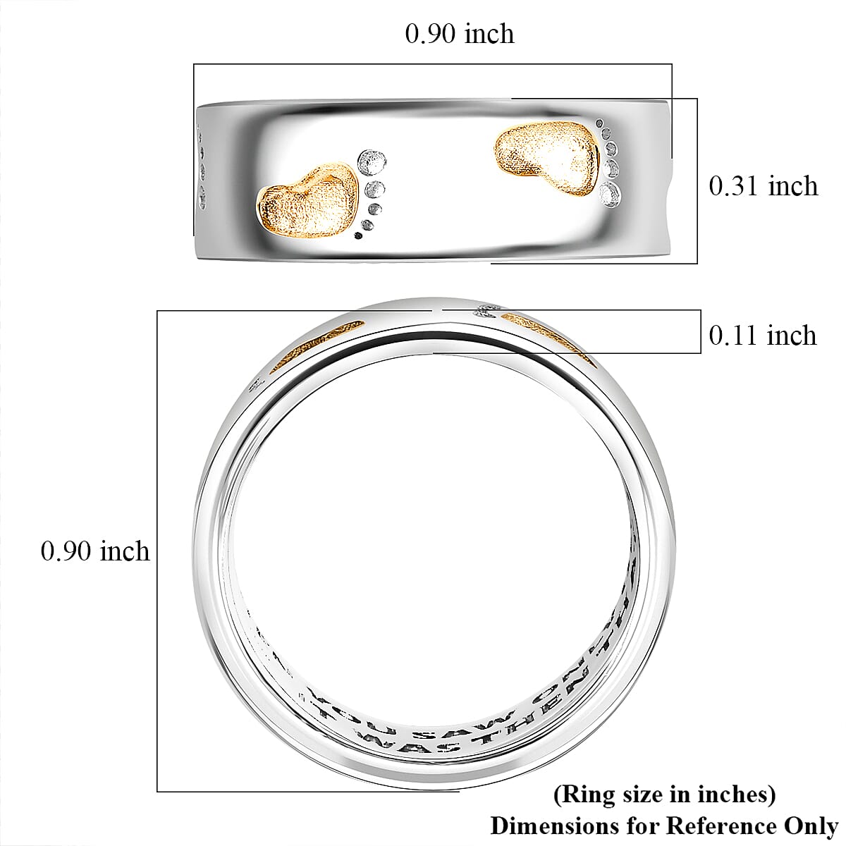 EverTrue Footsteps Band Ring in 18K YG Plated and Platinum Bond (Size 6.0)