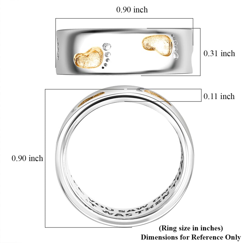 EverTrue Footsteps Band Ring in 18K YG Plated and Platinum Bond (Size 6.0)