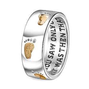 EverTrue Footsteps Band Ring in 18K YG Plated and Platinum Bond (Size 7.0)