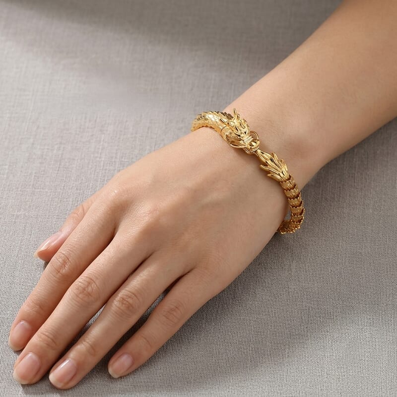 Luxoro 10K Yellow Golden Dragon Bracelet (7.25 In) 12.70 Grams