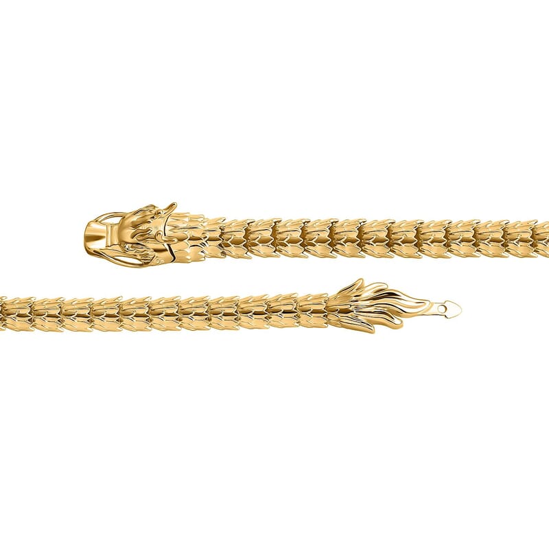 Luxoro 10K Yellow Golden Dragon Bracelet (7.25 In) 12.70 Grams