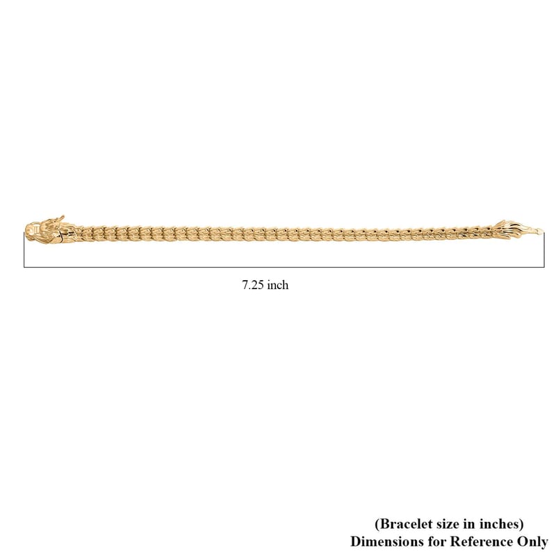 Luxoro 10K Yellow Golden Dragon Bracelet (7.25 In) 12.70 Grams