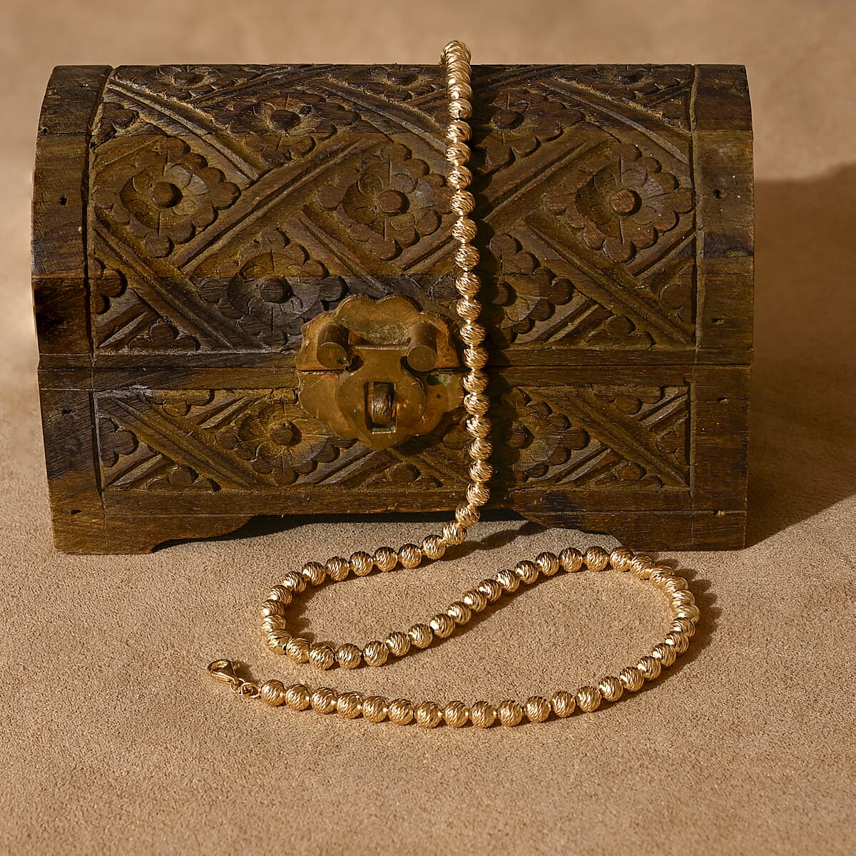 Doorbuster Luxoro Diamond-cut Beaded Chain Necklace in 10K Yellow Gold 16 Grams 18 Inches image number 1