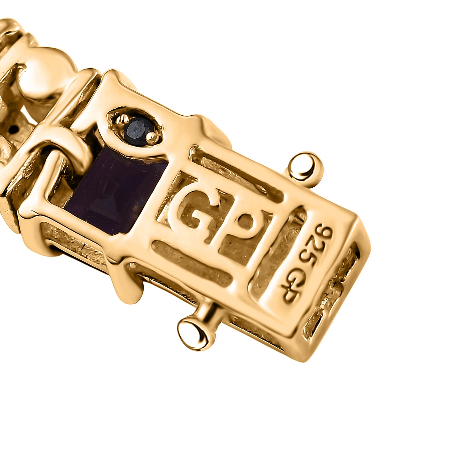 GP Royal Art Deco Collection African Amethyst and Multi Gemstone 16.80 ctw Bracelet in 18K Vermeil Yellow Gold Over Sterling Silver (7.25 In)