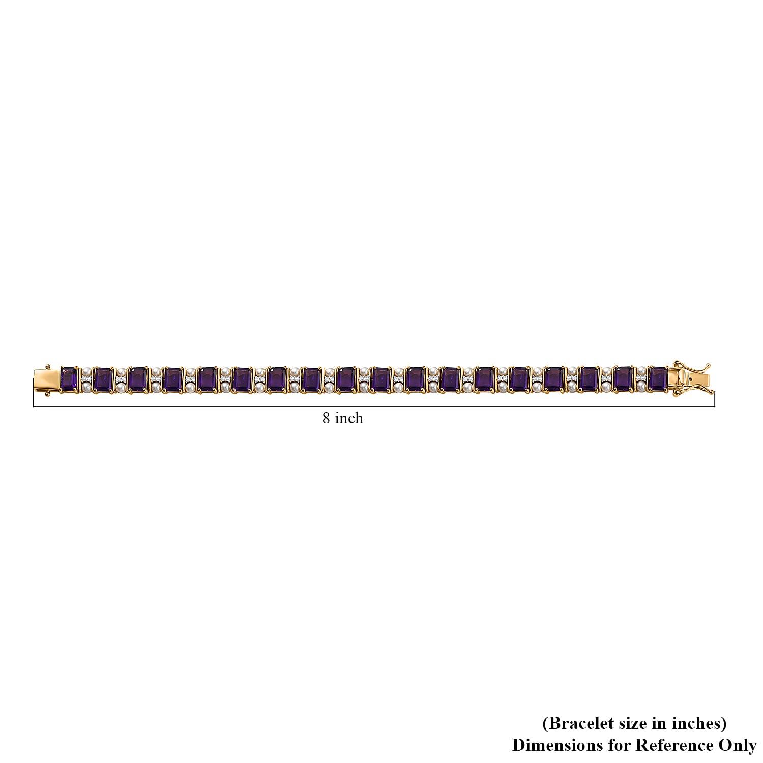 GP Royal Art Deco Collection African Amethyst and Multi Gemstone 16.80 ctw Bracelet in 18K Vermeil Yellow Gold Over Sterling Silver (7.25 In)