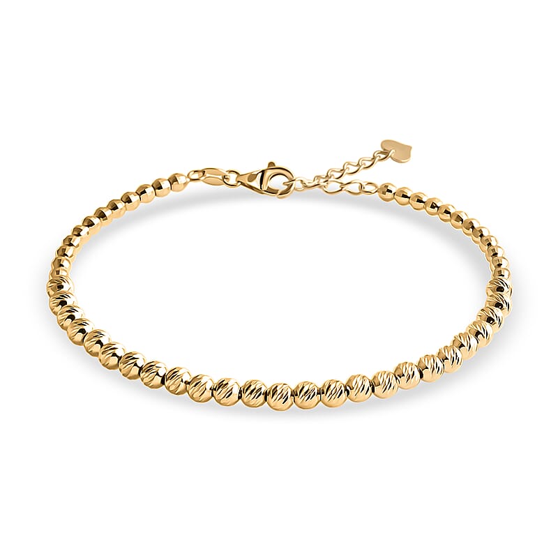 Luxoro Diamond-cut Beaded Bracelet in 10K Yellow Gold (7.25 In) 4.90 Grams