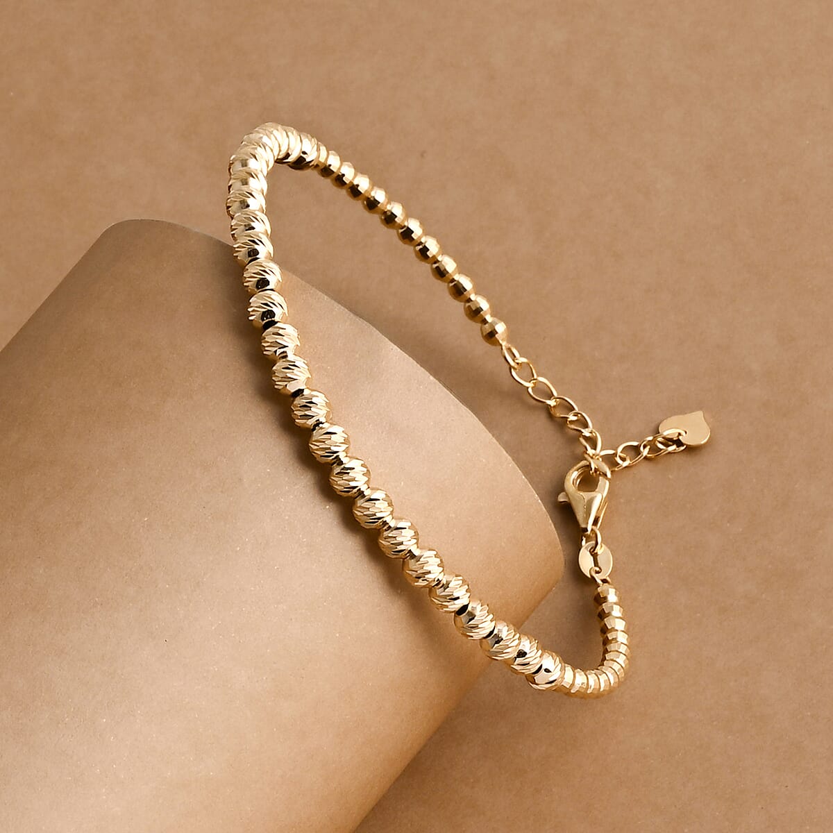 Doorbuster Luxoro Diamond-cut Beaded Bracelet in 10K Yellow Gold (7.25 In) 4.90 Grams image number 1