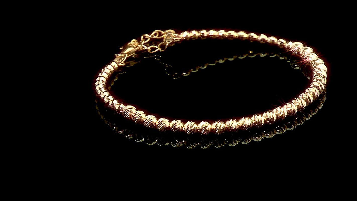 Luxoro Diamond-cut Beaded Bracelet in 10K Yellow Gold (7.25 In) 4.90 Grams