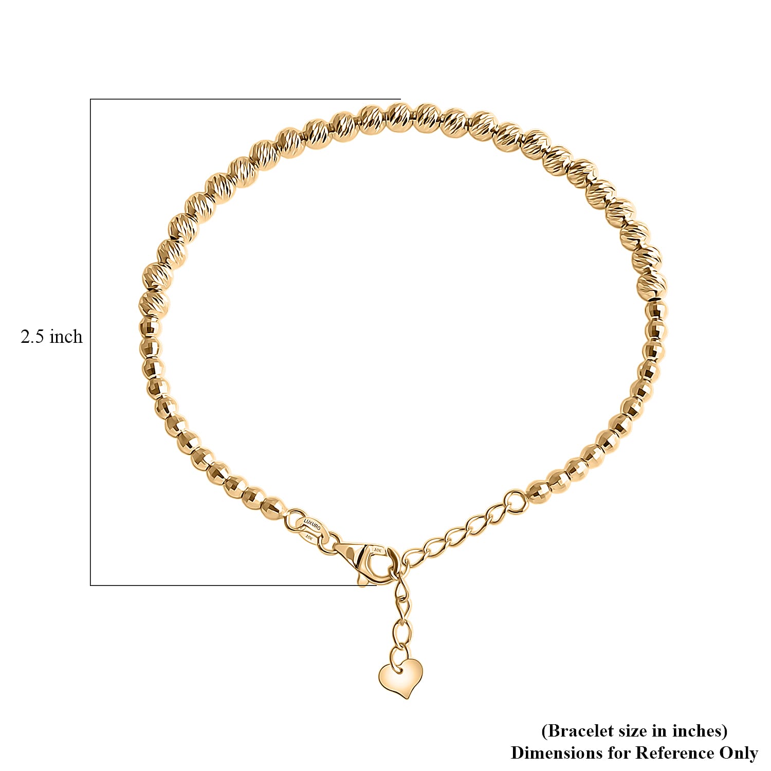 Luxoro Diamond-cut Beaded Bracelet in 10K Yellow Gold (7.25 In) 4.90 Grams