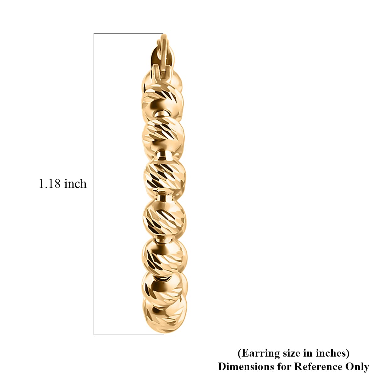 Doorbuster Luxoro Diamond-cut Beaded Hoop Earrings in 10K Yellow Gold 4.08 Grams image number 5