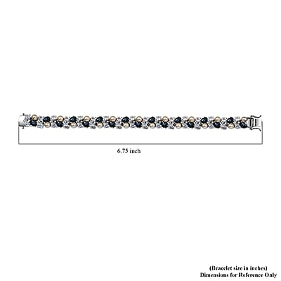 D'Joy Blue Star Sapphire (DF) and Multi Gemstone 19.65 ctw Celestial Tapestry Bracelet in Rhodium Over Sterling Silver (6.50 In)