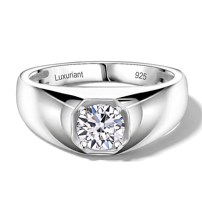 Luxuriant Lab Grown Diamond G SI 1.00 ctw Men's Ring in Rhodium Over Sterling Silver (Size 10.0)