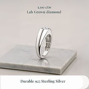 Luxuriant Lab Grown Diamond G SI 1.00 ctw Men's Ring in Rhodium Over Sterling Silver (Size 10.0) (Del. in 12-15 Days)