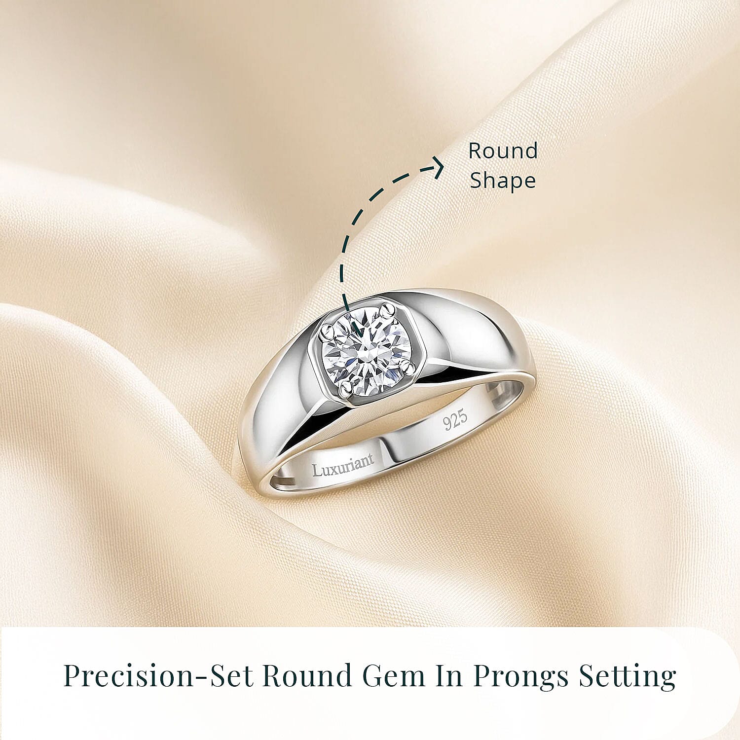Luxuriant Lab Grown Diamond G SI 1.00 ctw Men's Ring in Rhodium Over Sterling Silver (Size 10.0) (Del. in 12-15 Days)