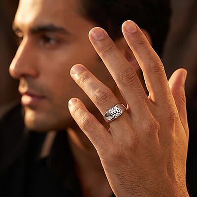 Luxuriant Lab Grown Diamond G SI 1.00 ctw Men's Ring in Rhodium Over Sterling Silver (Size 10.0)