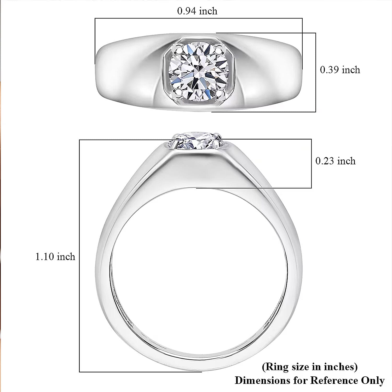 Luxuriant Lab Grown Diamond G SI 1.00 ctw Men's Ring in Rhodium Over Sterling Silver (Size 10.0) (Del. in 12-15 Days)