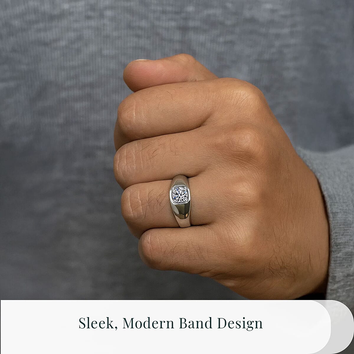 Luxuriant Lab Grown Diamond G SI 1.00 ctw Men's Ring in Rhodium Over Sterling Silver (Size 11.0) image number 1
