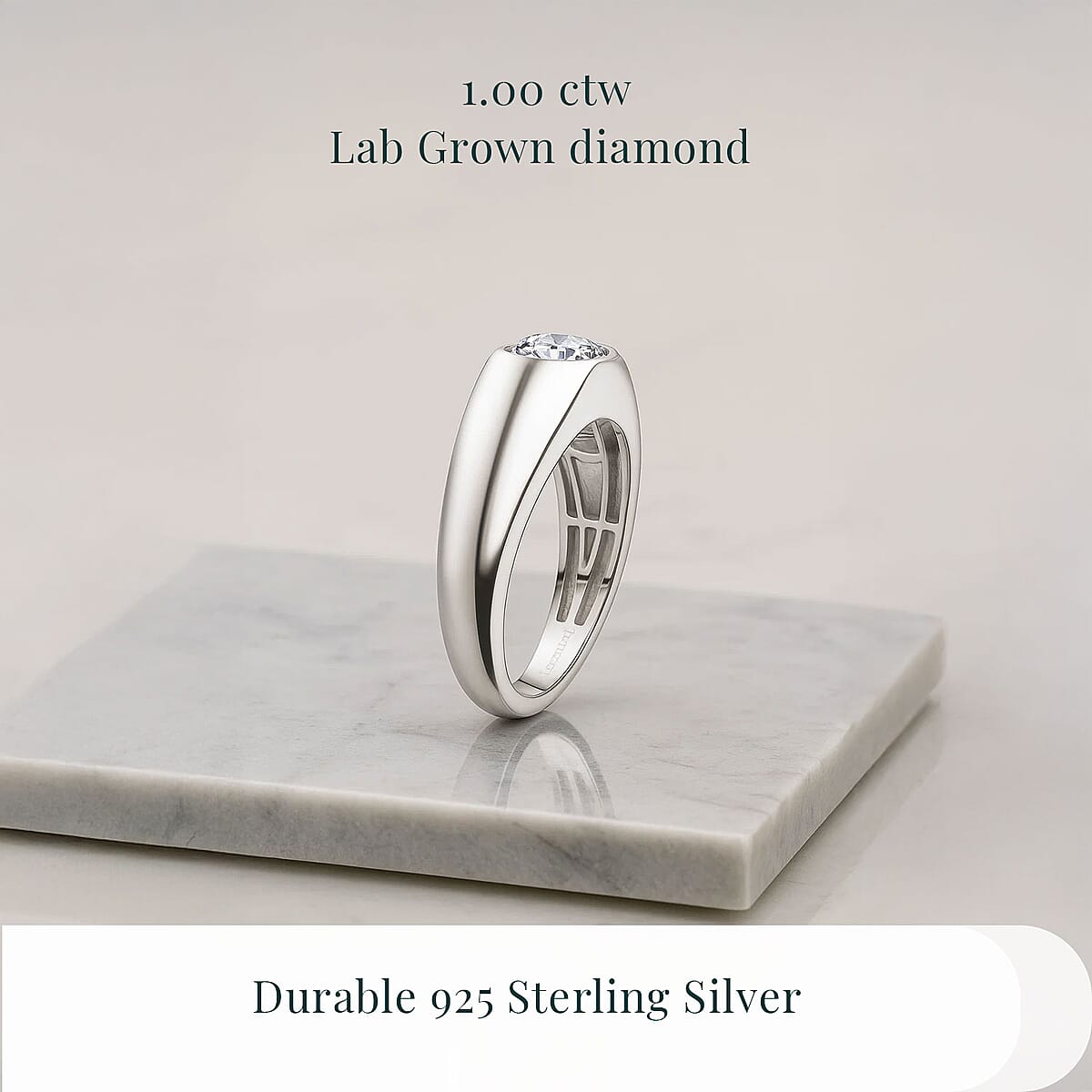 Luxuriant Lab Grown Diamond G SI 1.00 ctw Men's Ring in Rhodium Over Sterling Silver (Size 14.0) (Del. in 12-15 Days) image number 2