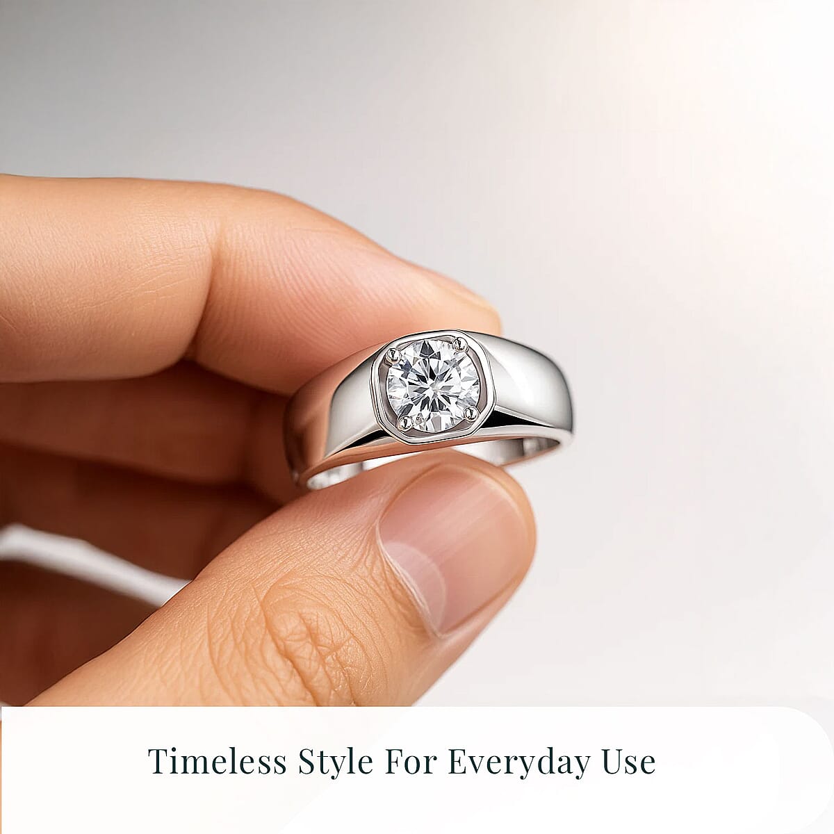 Luxuriant Lab Grown Diamond G SI 1.00 ctw Men's Ring in Rhodium Over Sterling Silver (Size 14.0) (Del. in 12-15 Days) image number 5