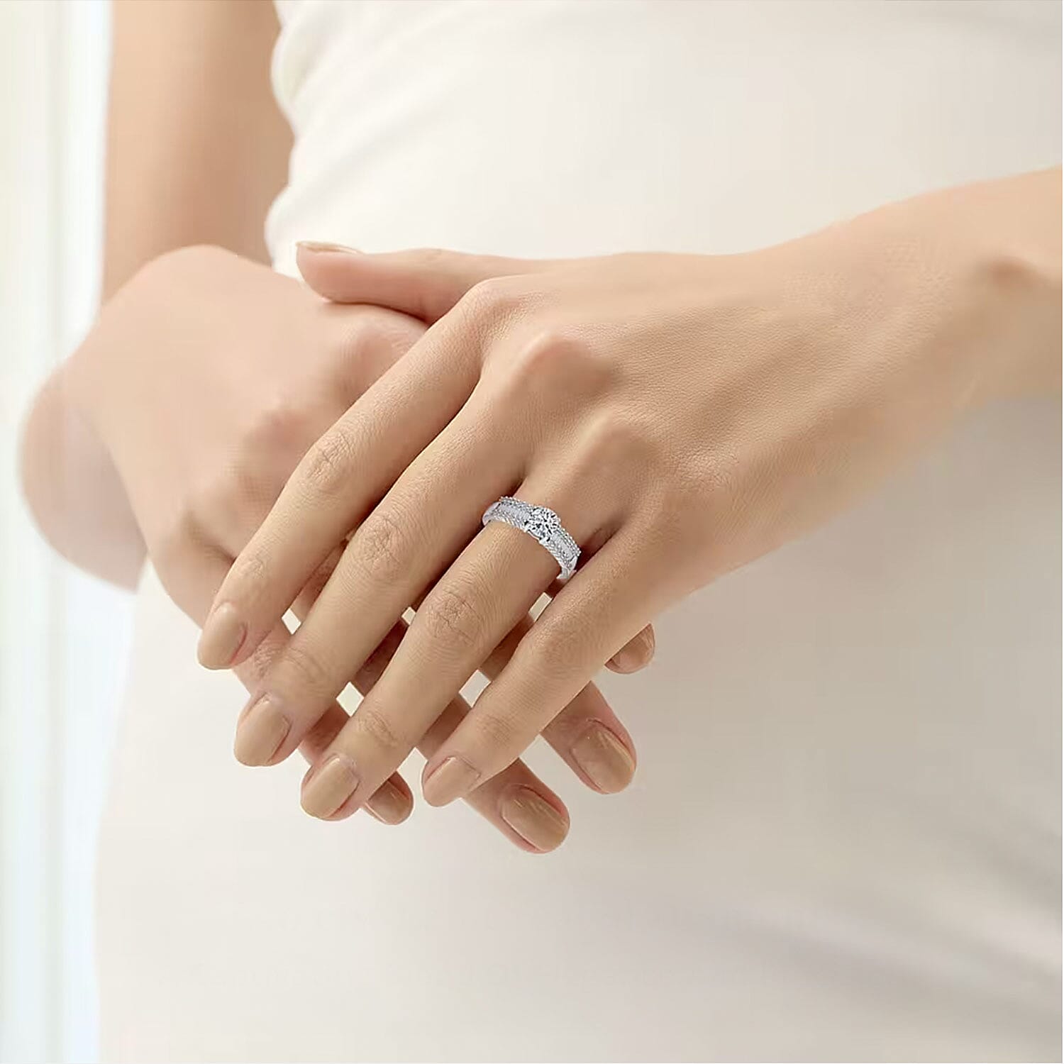 Luxuriant Lab Grown Diamond G SI 1.50 ctw Ring in Rhodium Over Sterling Silver (Size 10.0) (Del. In 10-12 Days)