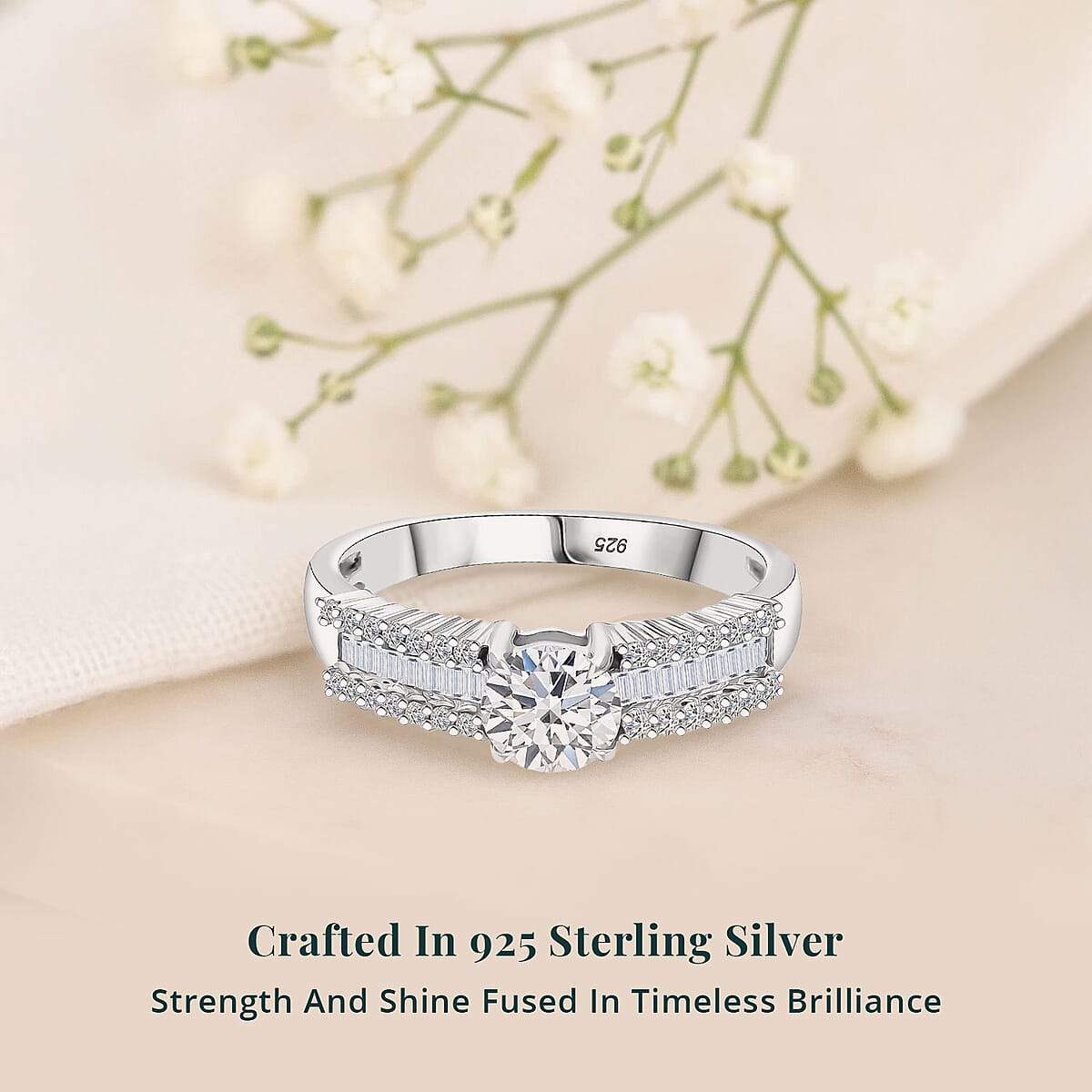 Luxuriant Lab Grown Diamond G SI 1.50 ctw Ring in Rhodium Over Sterling Silver (Size 10.0) image number 2