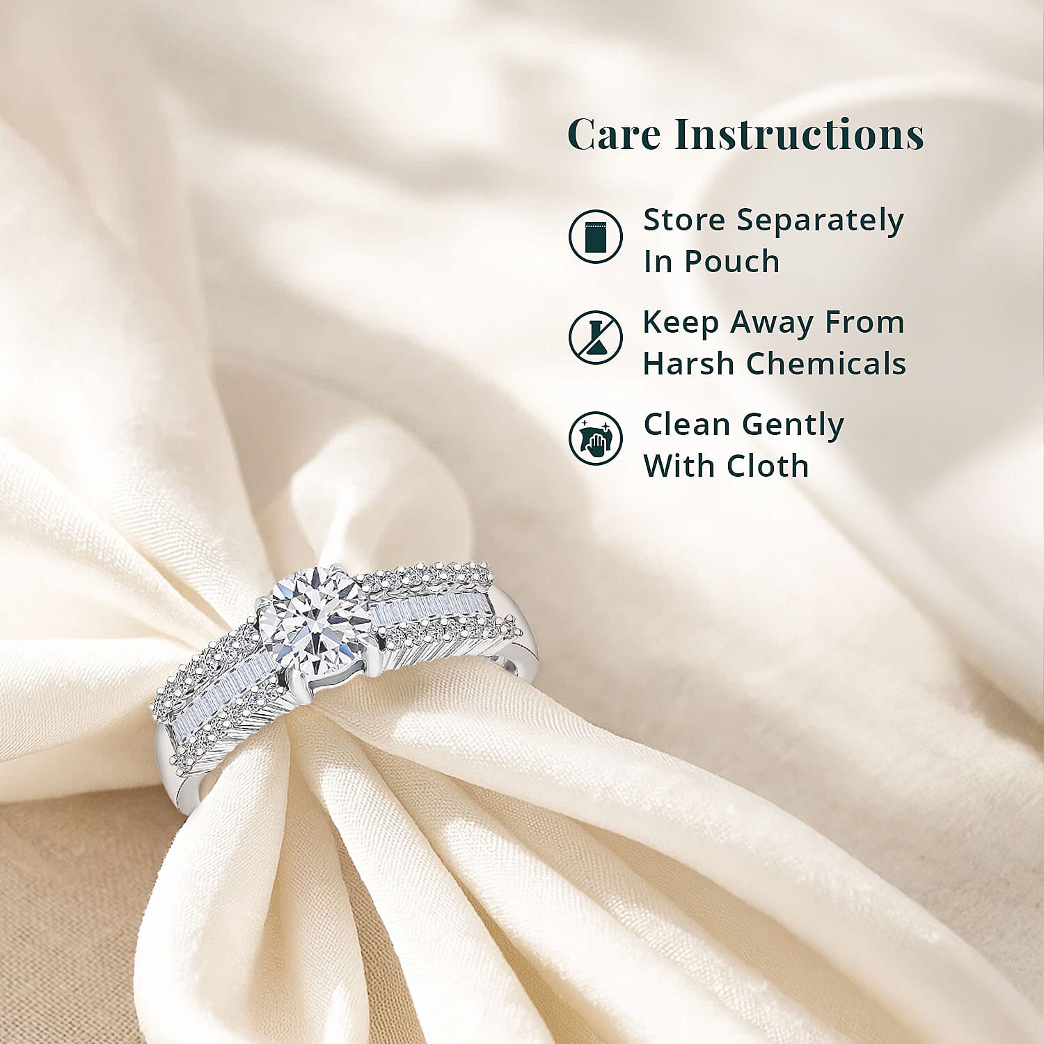 Luxuriant Lab Grown Diamond G SI 1.50 ctw Ring in Rhodium Over Sterling Silver (Size 10.0) (Del. In 10-12 Days)
