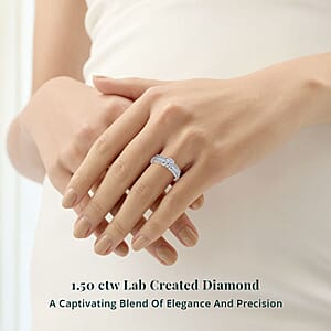 Luxuriant Lab Grown Diamond G SI 1.50 ctw Ring in Rhodium Over Sterling Silver (Size 8.0)