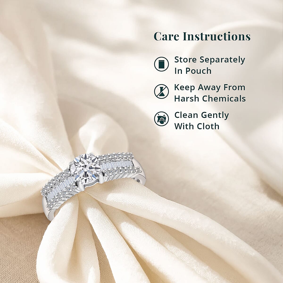 Luxuriant Lab Grown Diamond G SI 1.50 ctw Ring in Rhodium Over Sterling Silver (Size 8.0) image number 5