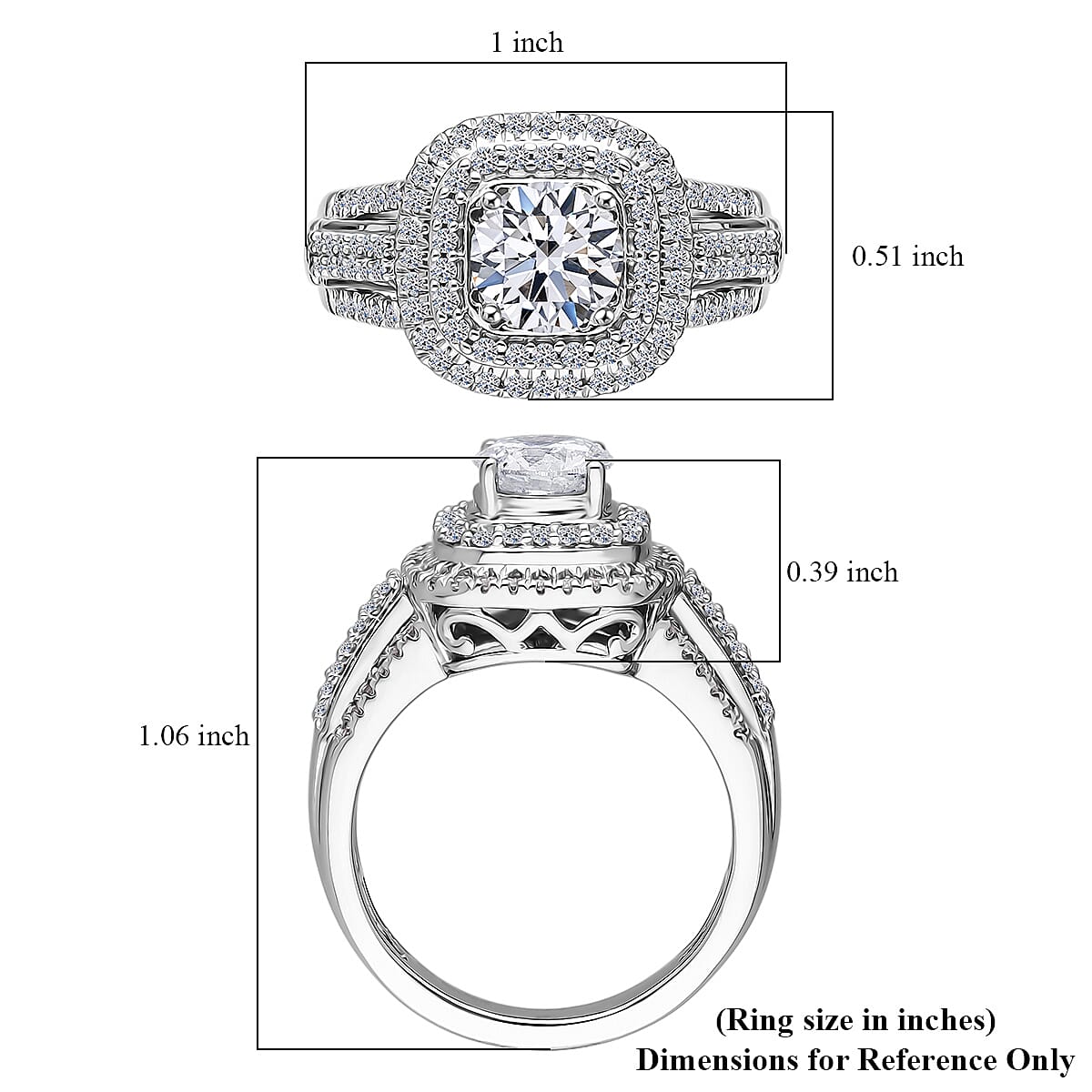 Luxuriant Lab Grown Diamond G SI 1.50 ctw Ring in Rhodium Over Sterling Silver (Size 10.0) image number 3