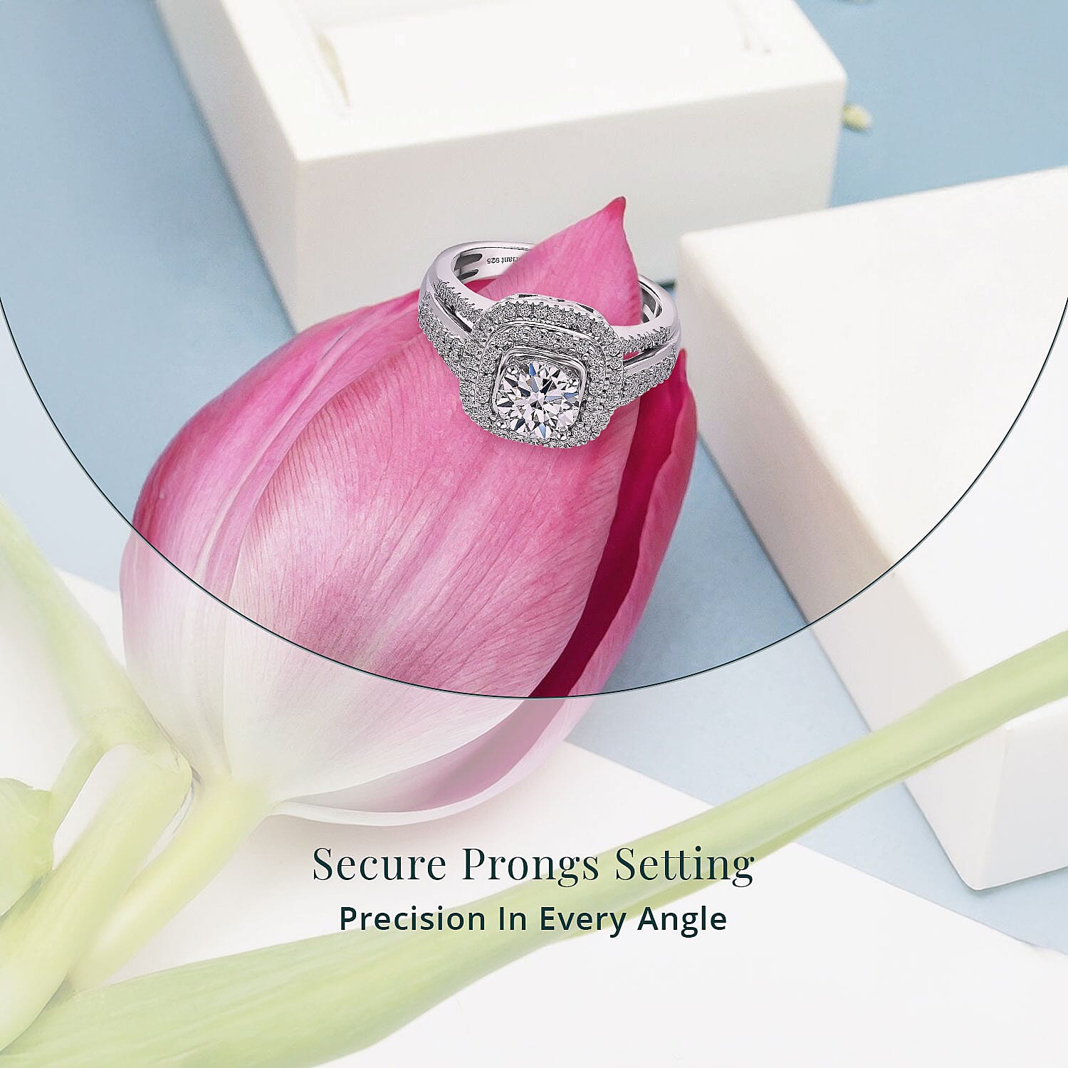 Luxuriant Lab Grown Diamond Double Halo Ring in Rhodium Over Sterling Silver 1.50 ctw (Size 7.0)