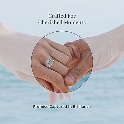Luxuriant Lab Grown Diamond Double Halo Ring in Rhodium Over Sterling Silver 1.50 ctw (Size 7.0)