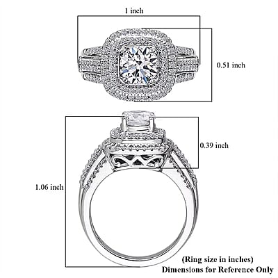 Luxuriant Lab Grown Diamond Double Halo Ring in Rhodium Over Sterling Silver 1.50 ctw (Size 7.0)