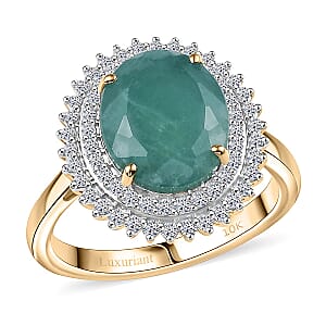 10K Yellow Gold AAA Grandidierite and Luxuriant Lab Grown Diamond E-F VS 5.85 ctw Ring in Luxuriant (Size 10.0)