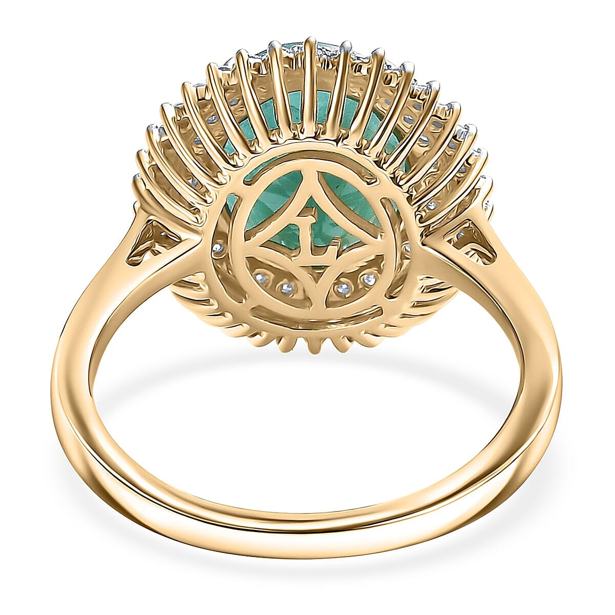 10K Yellow Gold AAA Grandidierite and Luxuriant Lab Grown Diamond E-F VS 5.85 ctw Ring in Luxuriant (Size 10.0) image number 4