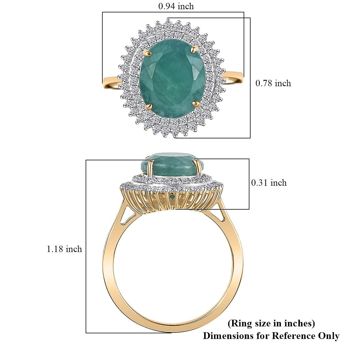 AAA Grandidierite and Luxuriant Lab Grown Diamond E-F VS 5.85 ctw Royal Halo Ring in 10K Yellow Gold (Size 8.0) image number 5