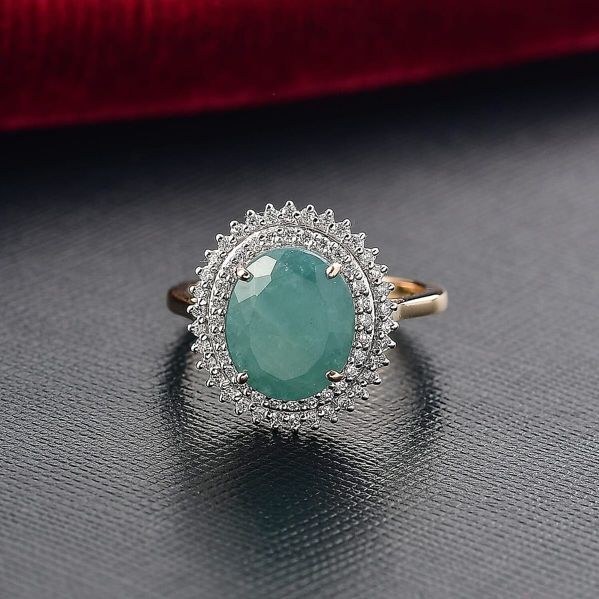 10K Yellow Gold AAA Grandidierite and Luxuriant Lab Grown Diamond E-F VS 5.85 ctw Ring in Luxuriant (Size 9.5) image number 1