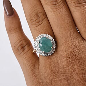 10K Yellow Gold AAA Grandidierite and Luxuriant Lab Grown Diamond E-F VS 5.85 ctw Ring in Luxuriant (Size 9.5)