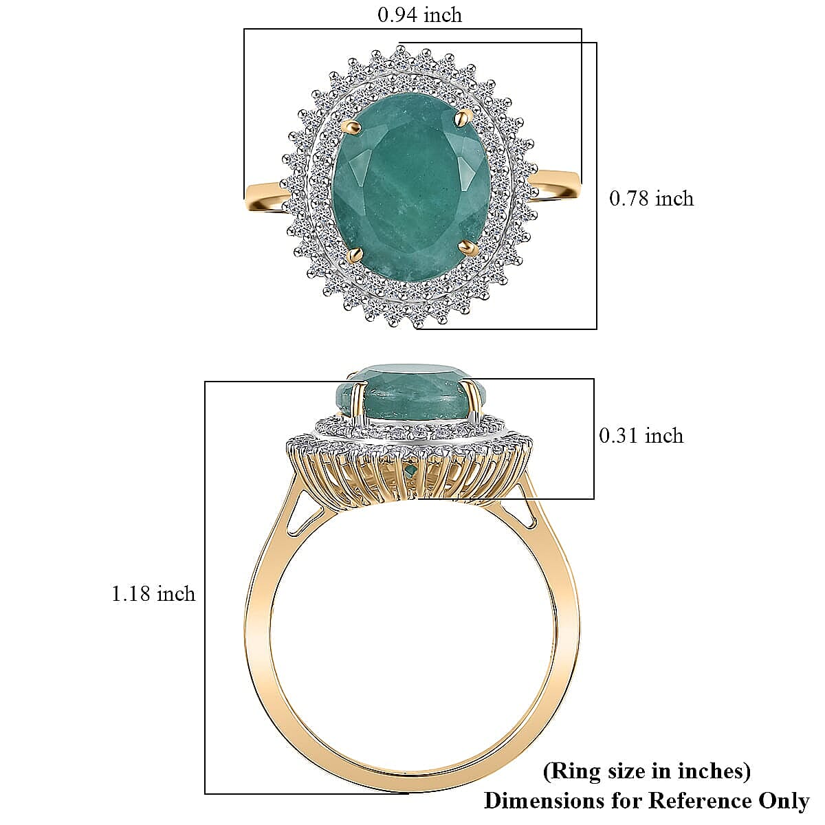 10K Yellow Gold AAA Grandidierite and Luxuriant Lab Grown Diamond E-F VS 5.85 ctw Ring in Luxuriant (Size 9.5) image number 5