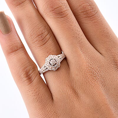 D'Joy Natural Pink Diamond I3 0.33 ctw Ring in 18K Vermeil Rose Gold Over Sterling Silver (Size 6.0)