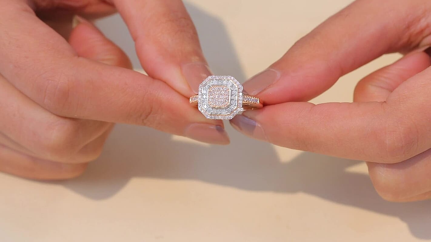 D'Joy Natural Pink Diamond I3 0.33 ctw Ring in 18K Vermeil Rose Gold Over Sterling Silver (Size 6.0)