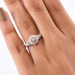 D'Joy Natural Pink Diamond (I3) Ring in 18K Vermeil RG Over Sterling Silver (Size 8.0) 0.33 ctw