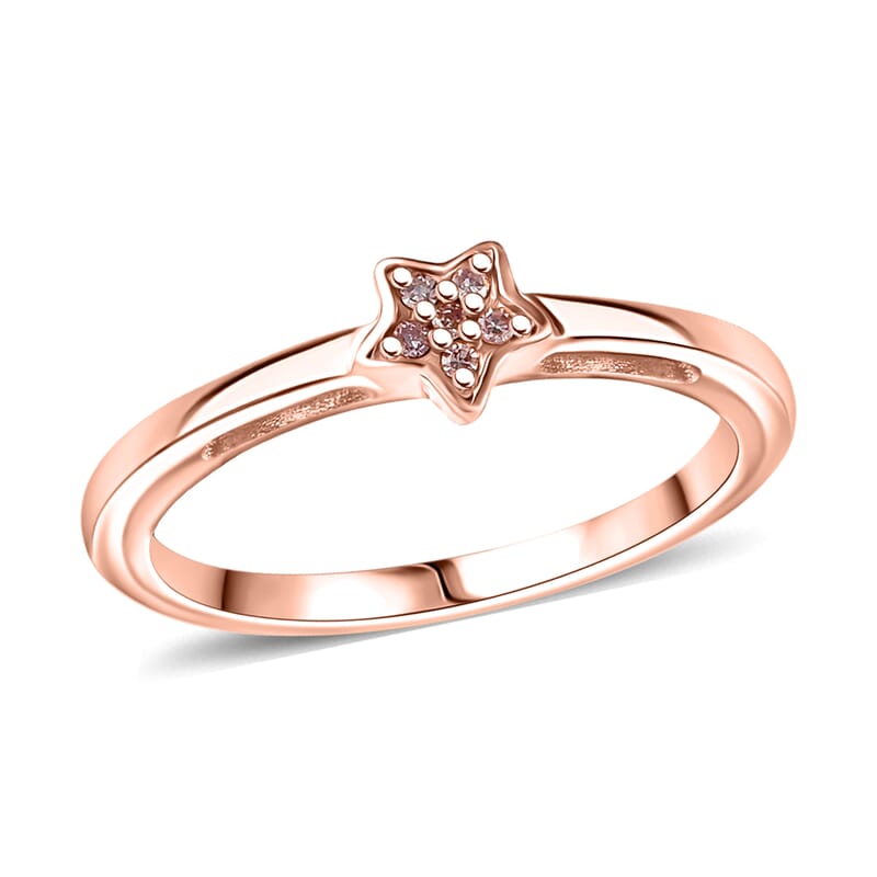 D'Joy Natural Pink Diamond Accent Star Ring in 18K Vermeil Rose Gold Over Sterling Silver (Size 10.0)