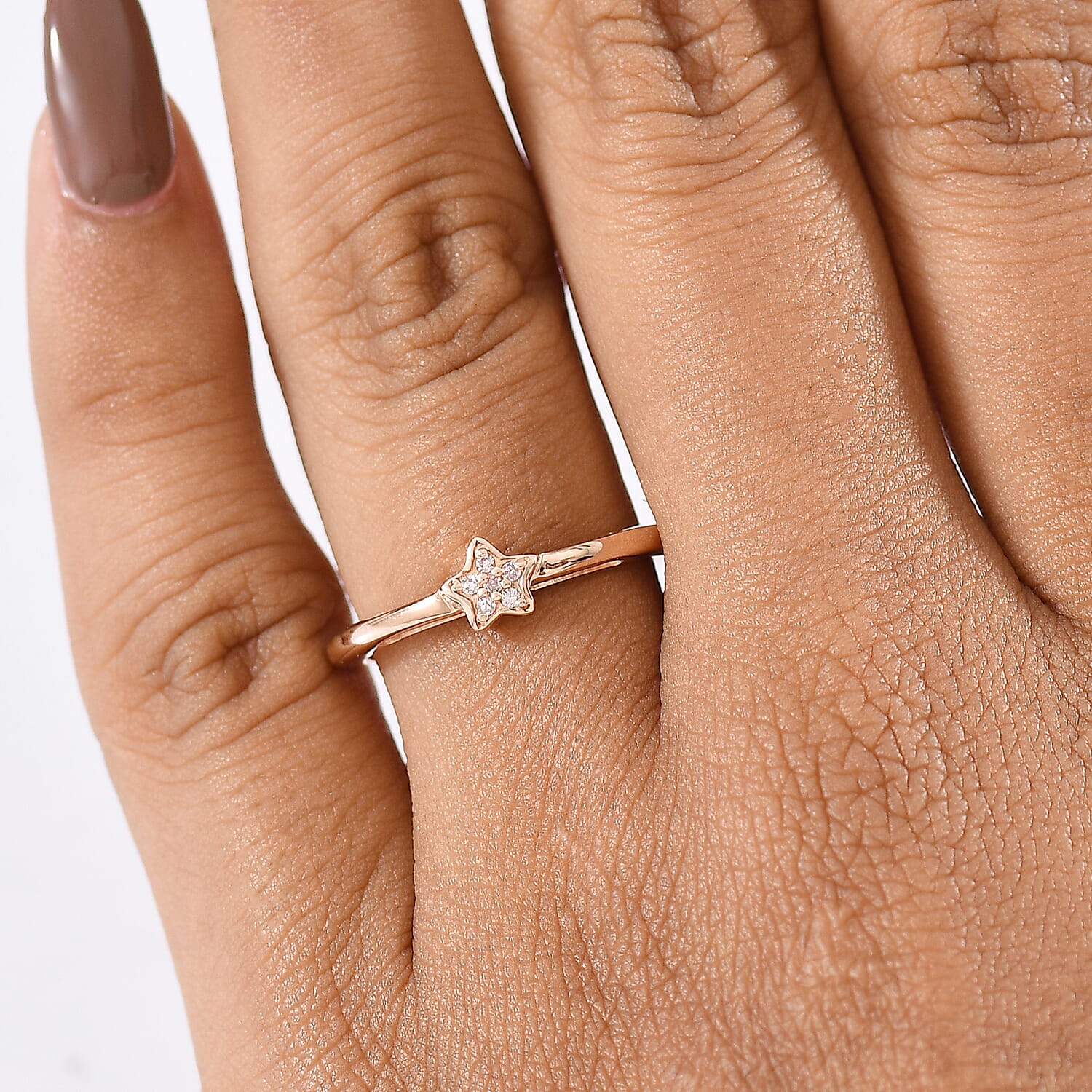 D'Joy Natural Pink Diamond Accent Star Ring in 18K Vermeil Rose Gold Over Sterling Silver (Size 10.0)