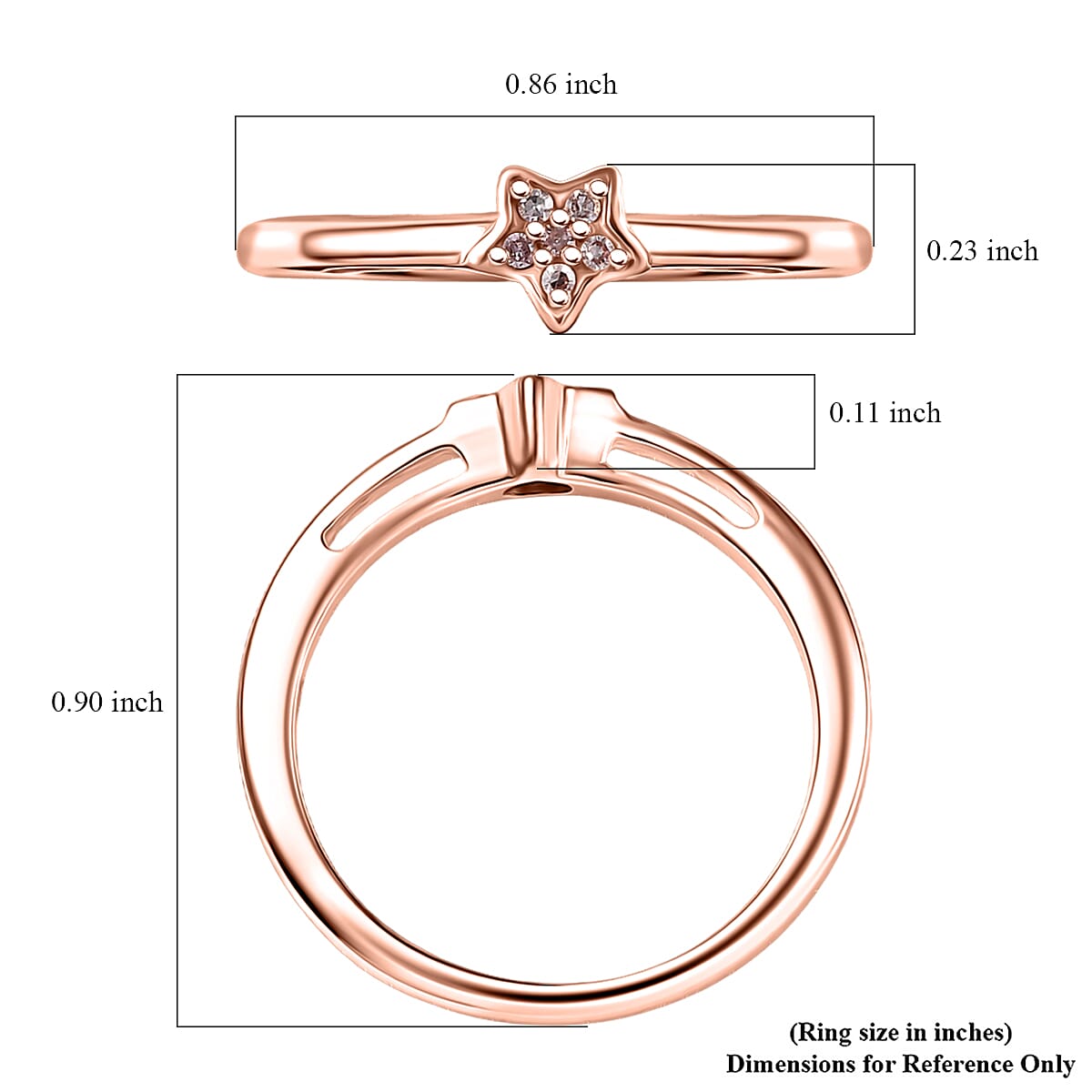 D'Joy Natural Pink Diamond Accent Star Ring in 18K Vermeil Rose Gold Over Sterling Silver (Size 10.0)