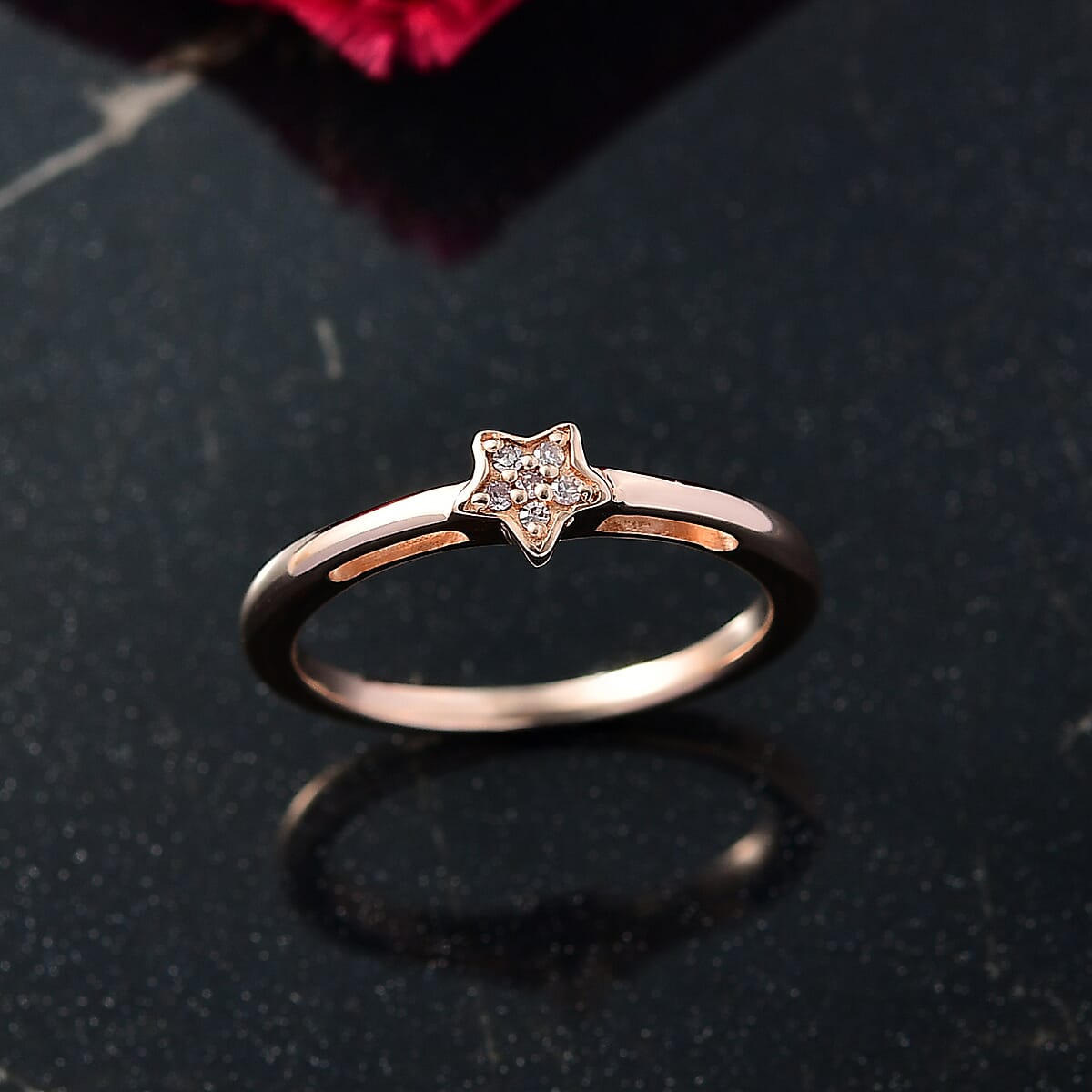 D'Joy Natural Pink Diamond Accent Star Ring in 18K Vermeil Rose Gold Over Sterling Silver (Size 6.0) image number 1