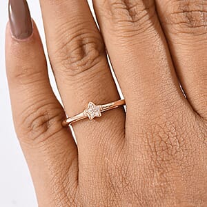 D'Joy Natural Pink Diamond Accent Star Ring in 18K Vermeil Rose Gold Over Sterling Silver (Size 6.0)