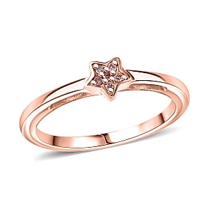 D'Joy Natural Pink Diamond Accent Star Ring in 18K Vermeil Rose Gold Over Sterling Silver (Size 7.0)